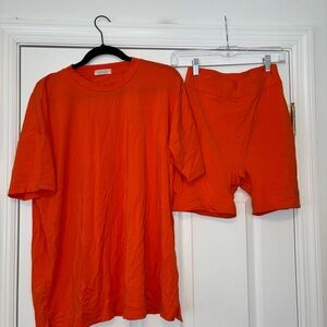nuuds Biker Short Set Orange NWOT